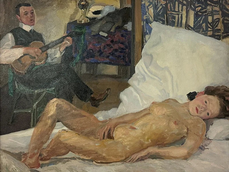 1878-Albert Weisgerber - Nudo sdraiato con chitarrista - Landesmuseum, Albert Weisgerber, Magonza
